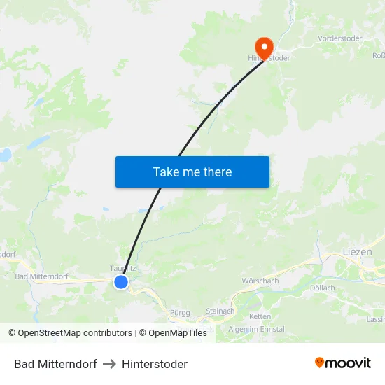 Bad Mitterndorf to Hinterstoder map