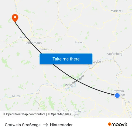 Gratwein-Straßengel to Hinterstoder map
