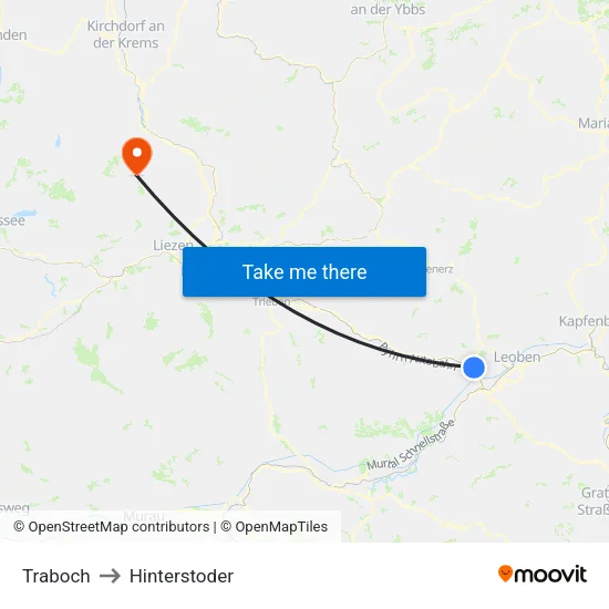 Traboch to Hinterstoder map
