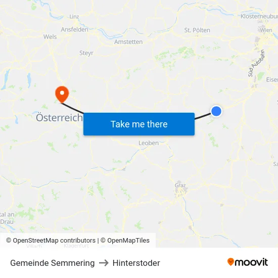 Gemeinde Semmering to Hinterstoder map