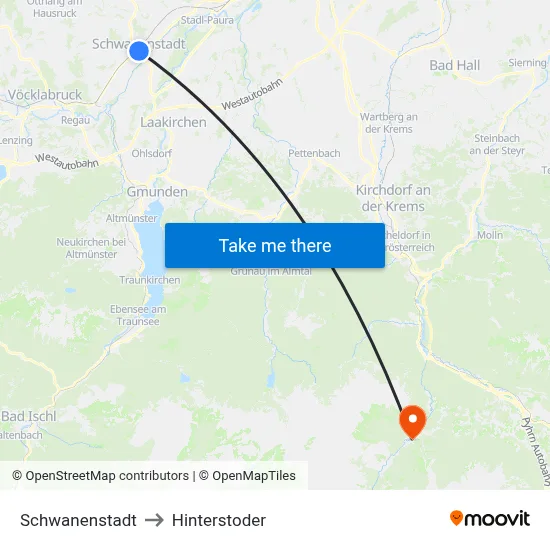 Schwanenstadt to Hinterstoder map