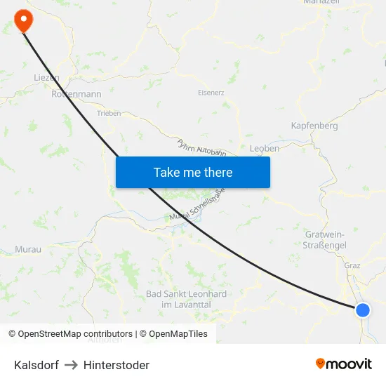 Kalsdorf to Hinterstoder map