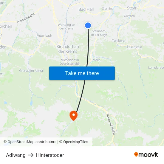 Adlwang to Hinterstoder map
