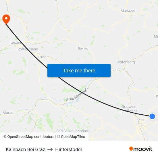 Kainbach Bei Graz to Hinterstoder map