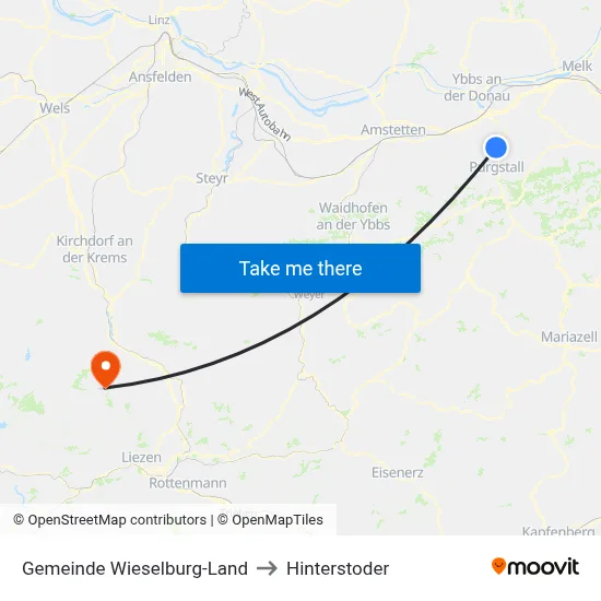 Gemeinde Wieselburg-Land to Hinterstoder map
