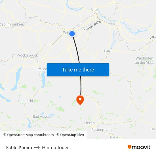 Schleißheim to Hinterstoder map