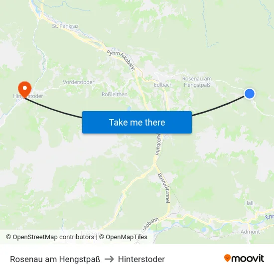 Rosenau am Hengstpaß to Hinterstoder map