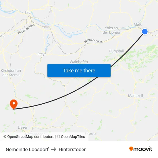 Gemeinde Loosdorf to Hinterstoder map