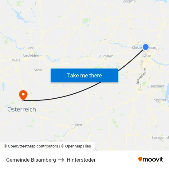 Gemeinde Bisamberg to Hinterstoder map