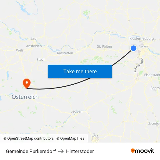 Gemeinde Purkersdorf to Hinterstoder map