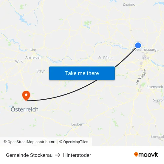Gemeinde Stockerau to Hinterstoder map