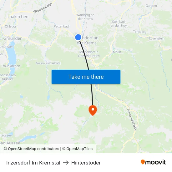 Inzersdorf Im Kremstal to Hinterstoder map
