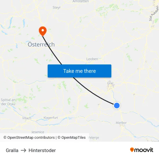 Gralla to Hinterstoder map