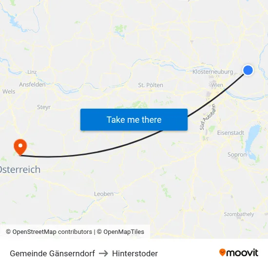 Gemeinde Gänserndorf to Hinterstoder map
