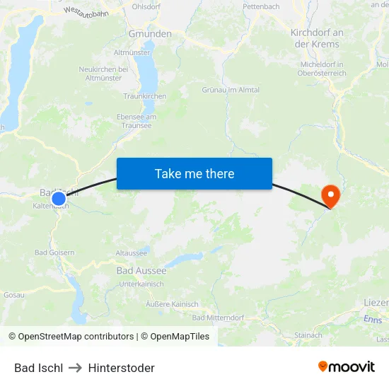 Bad Ischl to Hinterstoder map