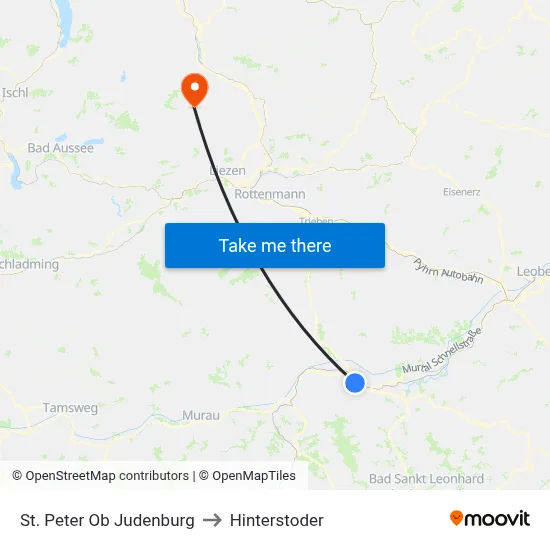 St. Peter Ob Judenburg to Hinterstoder map