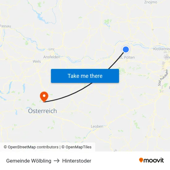 Gemeinde Wölbling to Hinterstoder map