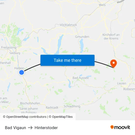 Bad Vigaun to Hinterstoder map