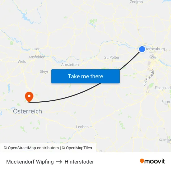 Muckendorf-Wipfing to Hinterstoder map
