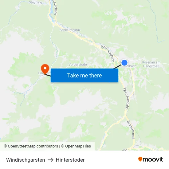 Windischgarsten to Hinterstoder map