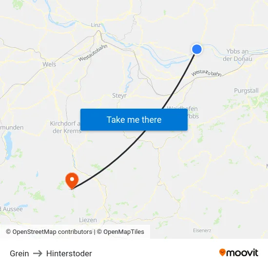 Grein to Hinterstoder map