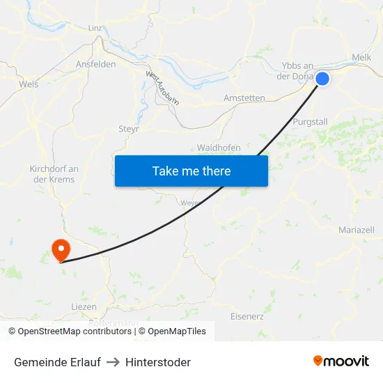 Gemeinde Erlauf to Hinterstoder map