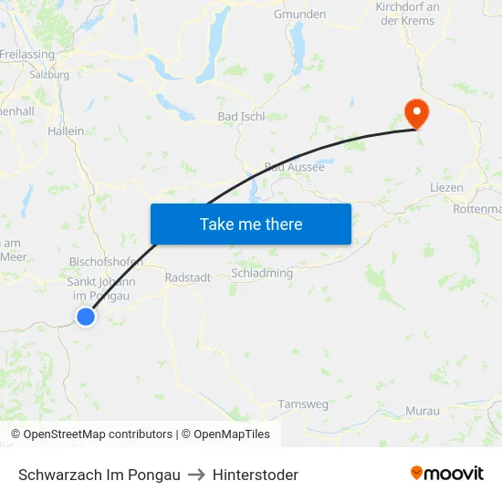 Schwarzach Im Pongau to Hinterstoder map