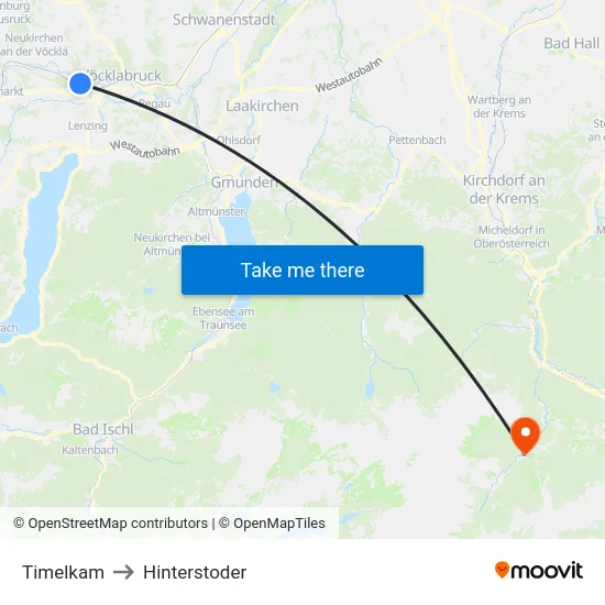 Timelkam to Hinterstoder map