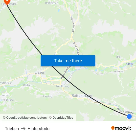 Trieben to Hinterstoder map
