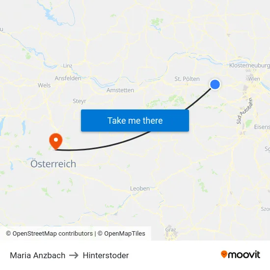 Maria Anzbach to Hinterstoder map