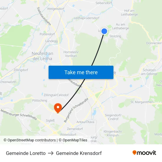 Gemeinde Loretto to Gemeinde Krensdorf map