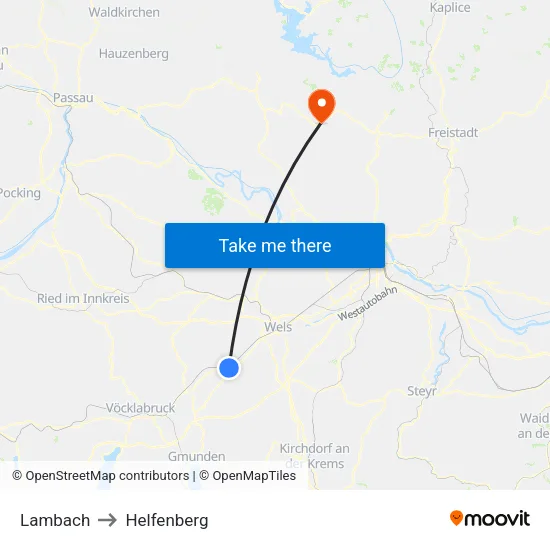 Lambach to Helfenberg map