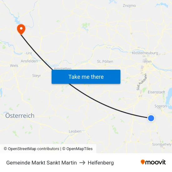 Gemeinde Markt Sankt Martin to Helfenberg map