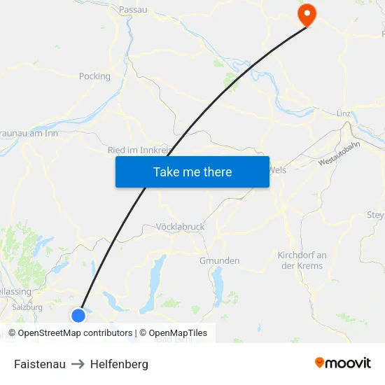 Faistenau to Helfenberg map