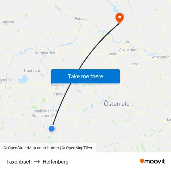 Taxenbach to Helfenberg map
