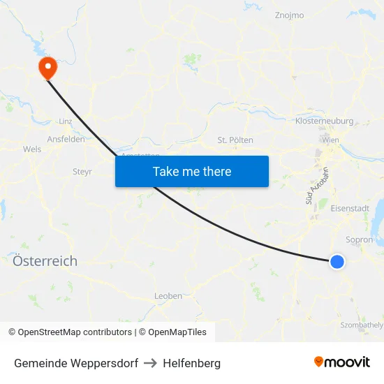 Gemeinde Weppersdorf to Helfenberg map