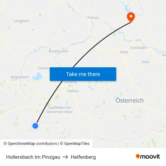 Hollersbach Im Pinzgau to Helfenberg map