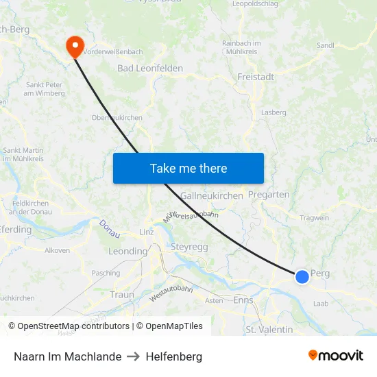 Naarn Im Machlande to Helfenberg map
