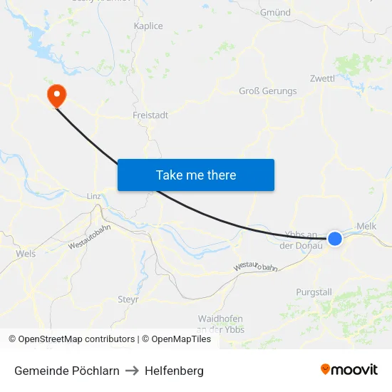 Gemeinde Pöchlarn to Helfenberg map