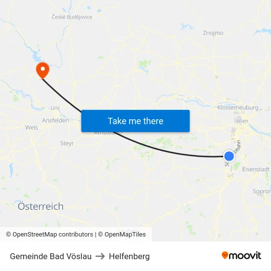 Gemeinde Bad Vöslau to Helfenberg map