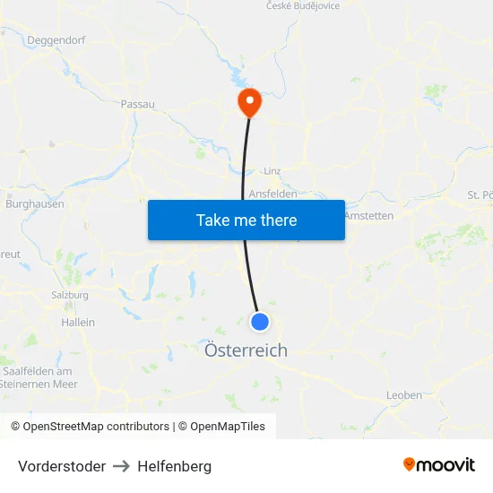 Vorderstoder to Helfenberg map