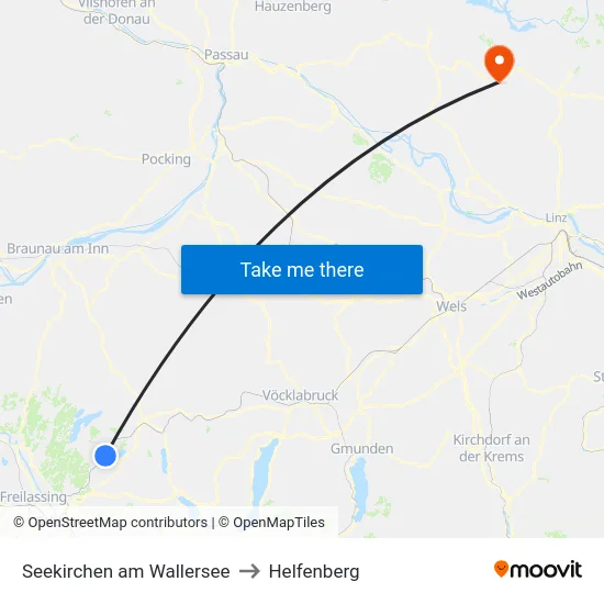 Seekirchen am Wallersee to Helfenberg map