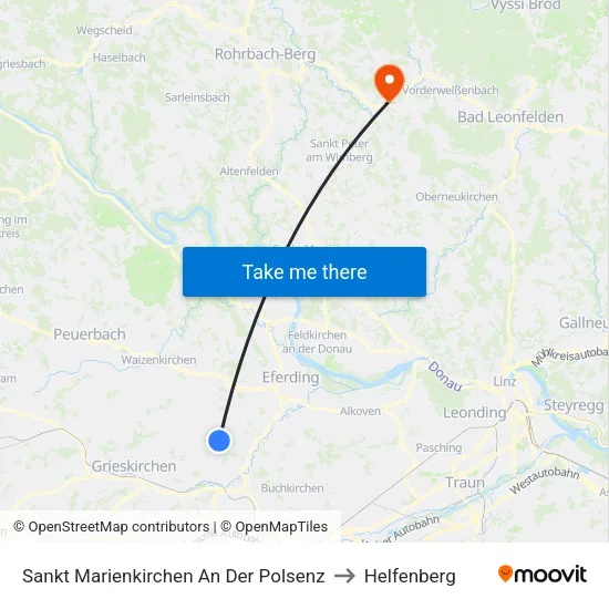 Sankt Marienkirchen An Der Polsenz to Helfenberg map