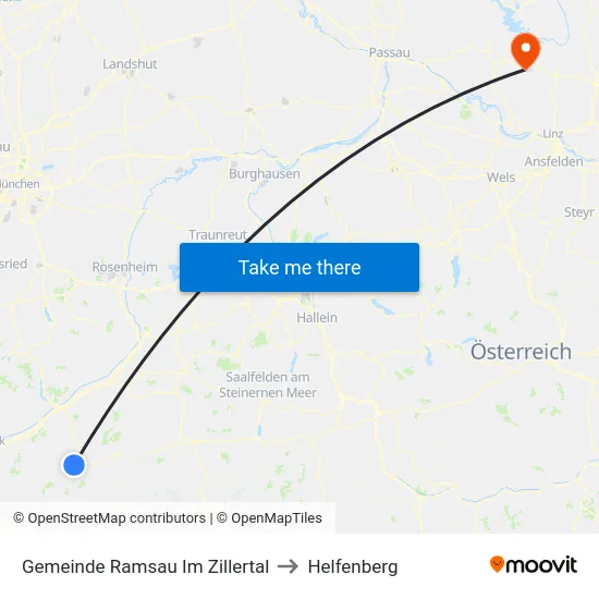 Gemeinde Ramsau Im Zillertal to Helfenberg map