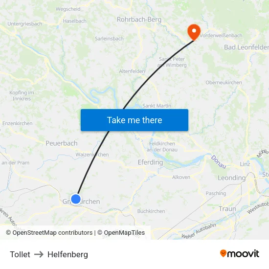 Tollet to Helfenberg map