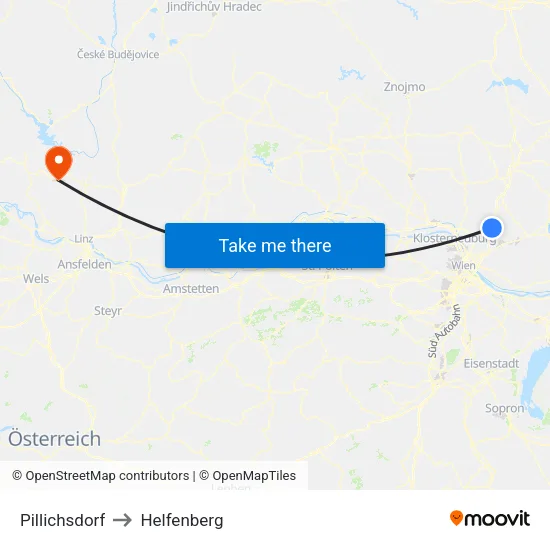 Pillichsdorf to Helfenberg map