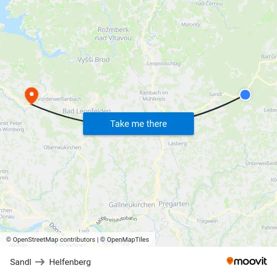 Sandl to Helfenberg map