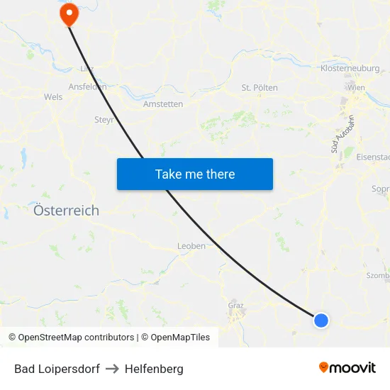 Bad Loipersdorf to Helfenberg map
