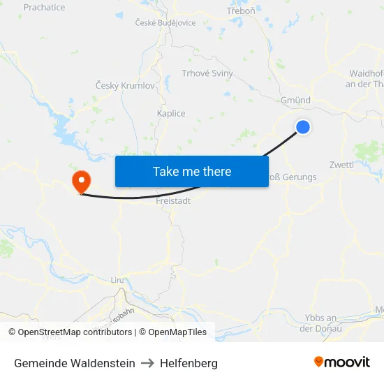 Gemeinde Waldenstein to Helfenberg map