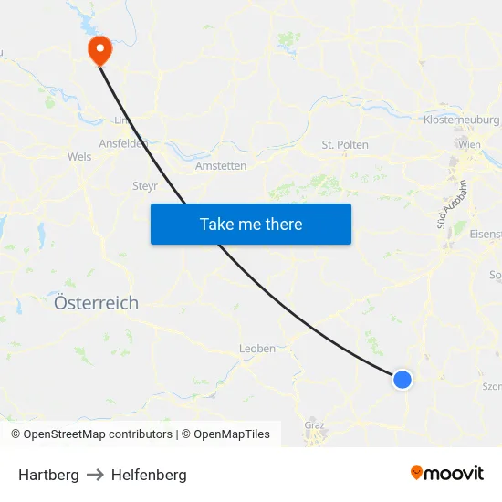 Hartberg to Helfenberg map